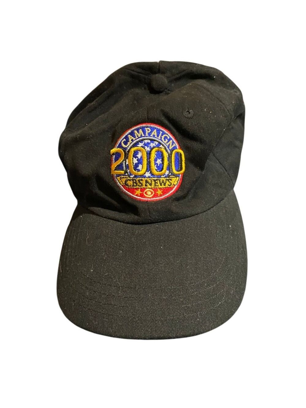 Campaign 2000 CBS News hat black strap back amp